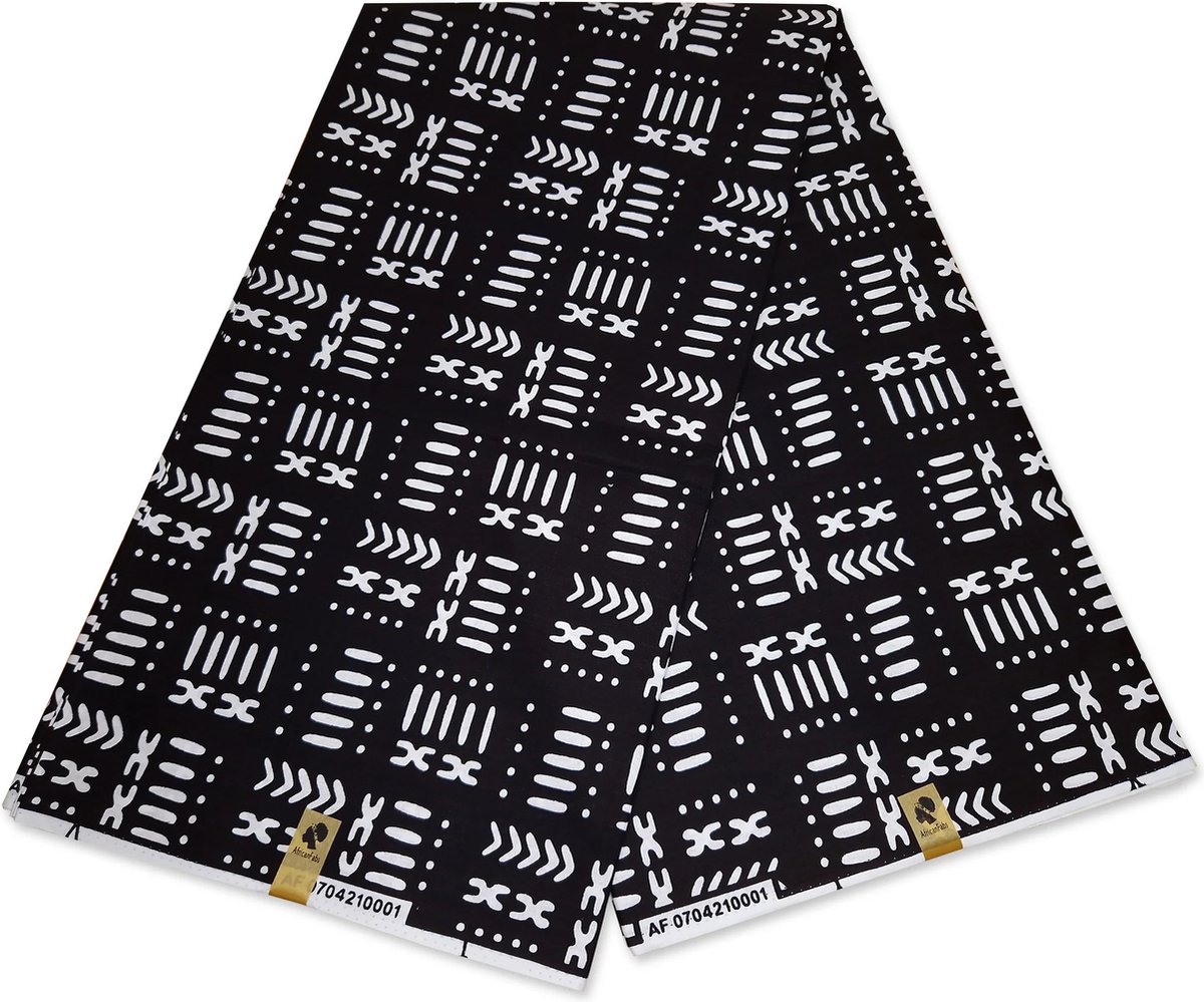 Katoen Stof | 6 Yards | Afrikaanse Bogolan  Mudcloth Geïnspireerde Print 100% Katoen Stof